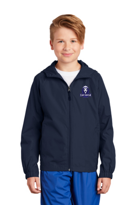 Sport-Tek® Youth Hooded Raglan Jacket - Navy