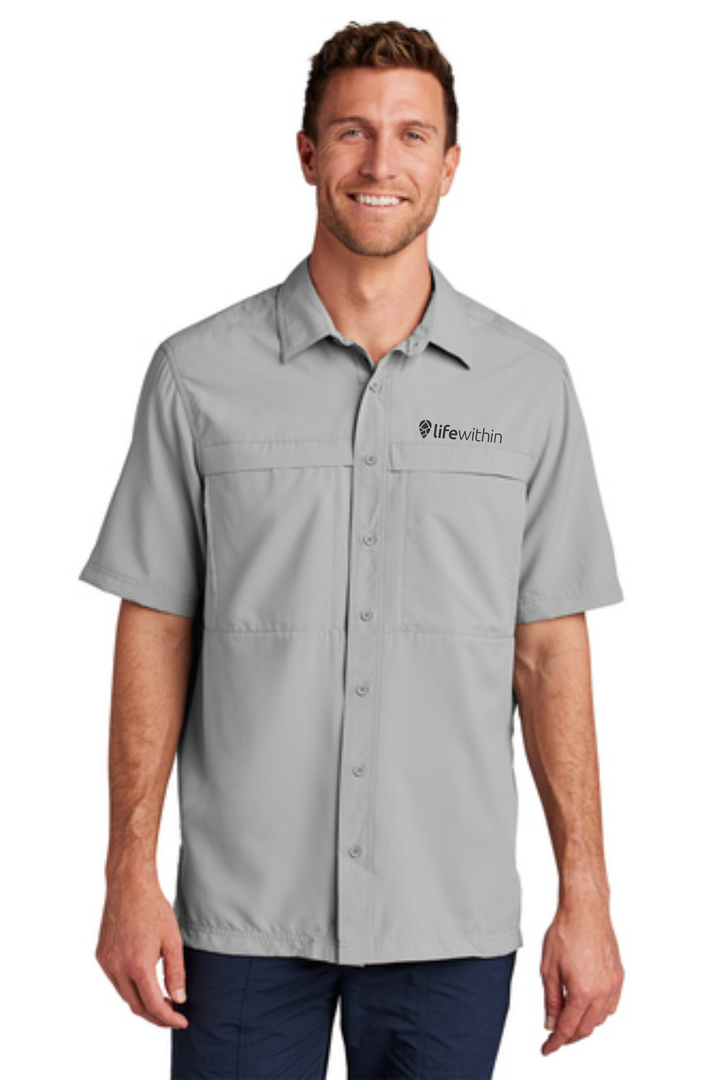 Port Authority® Short Sleeve UV Daybreak Shirt Black Embroidered Logo